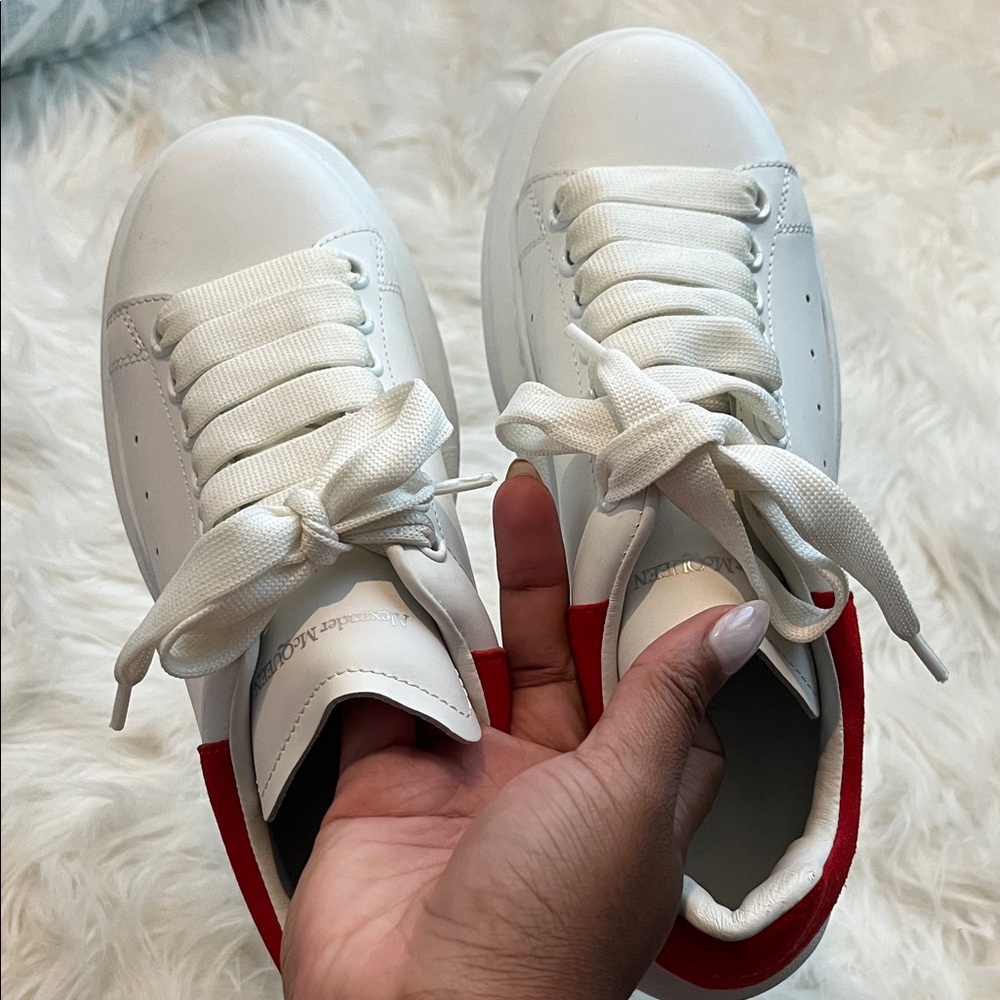 Alexander McQueen White and Red Leather Sneakers
